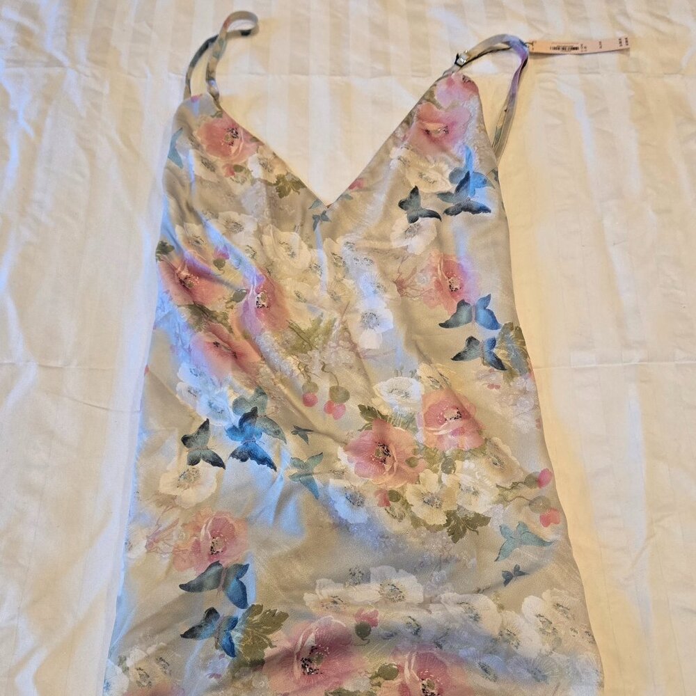 Victoria's Secret Satin Open-Back Slip XXL Delicate Garden